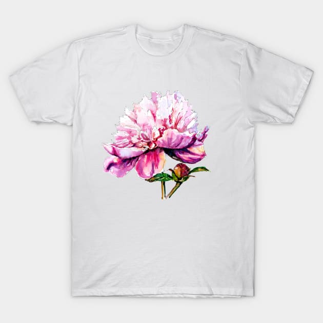 Pink peony T-Shirt by victoriazavyalova_art